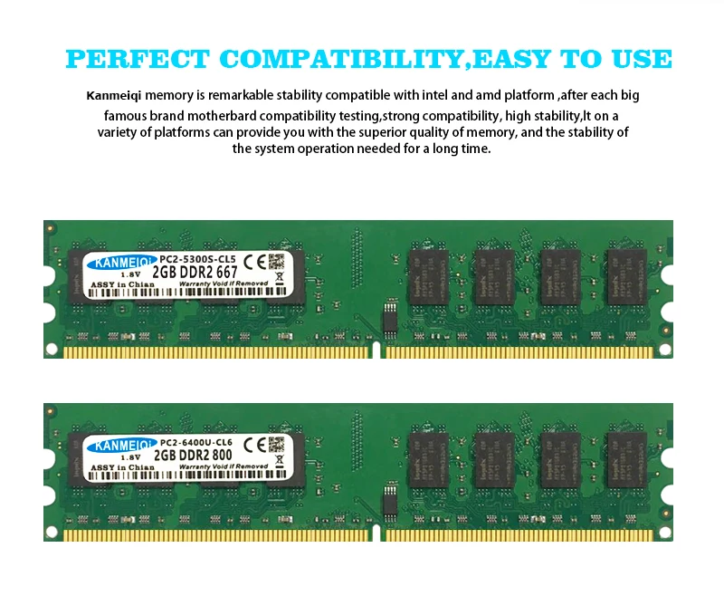 KANMEIQi ddr2 ram 4gb(2pcsX2гб) 667/800MHz Память dimm Настольный 240pin 1,8 V intel amd memoria широкая плата