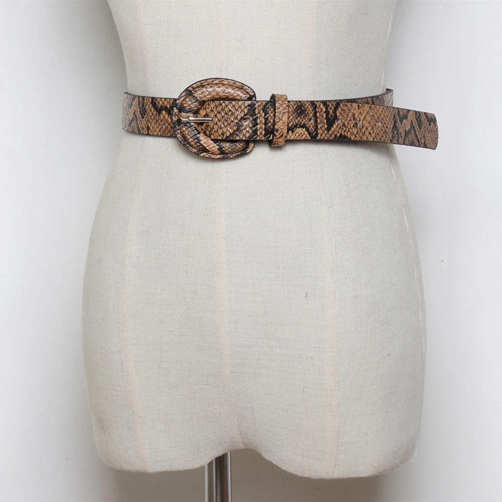 Winfox-Fashion-Red-White-2-7cm-Wide-Snake-Skin-Belts-For-Women-Female-PU-Leather-Round