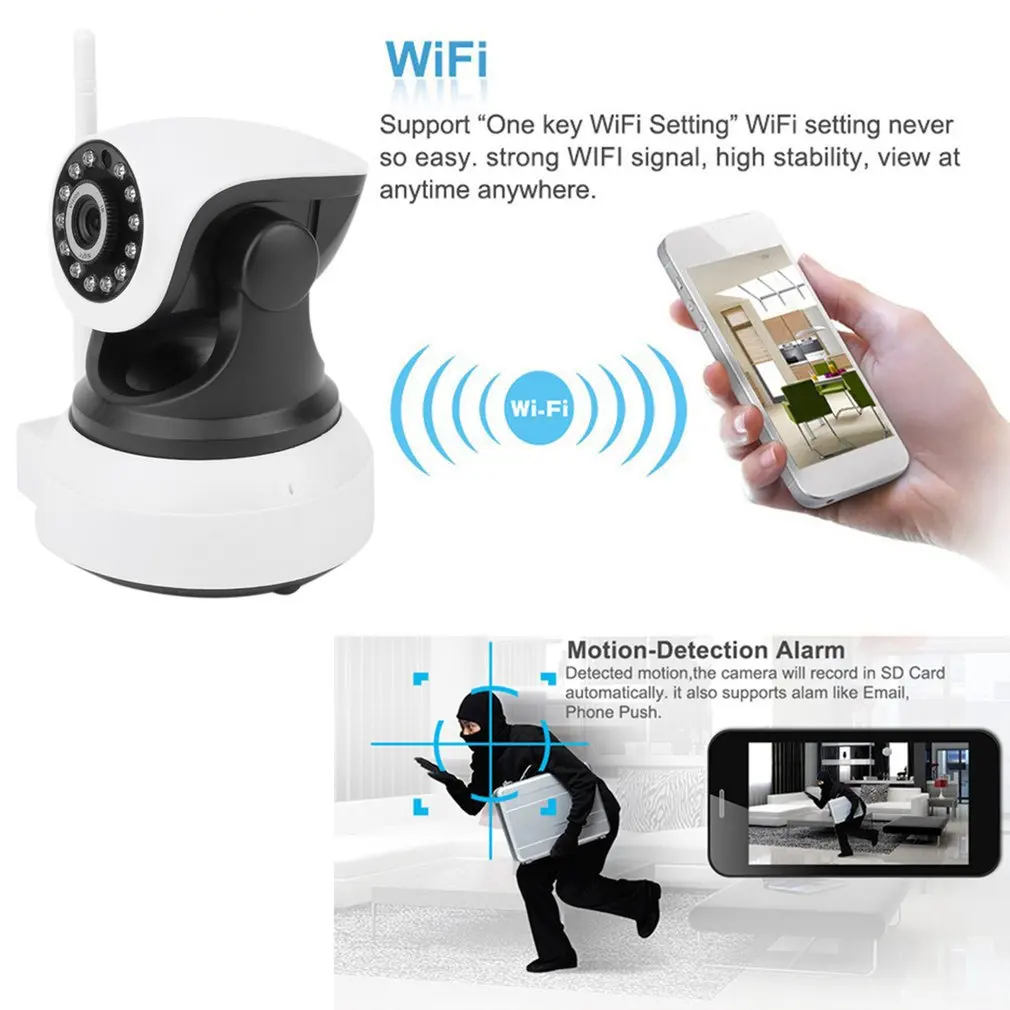 Wireless WIFI Home Monitor Camera Pan Tilt HD 1080P Security Network CCTV IP Camera IR Night Vision Video Recorder