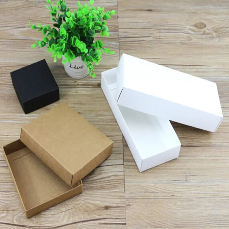 

50pcs/lot Wholesale Boutique Packaging Box Jewelry/Gift Paper Boxes Craft Kraft Storage Box Blank Cardboard Carton 4 sizes