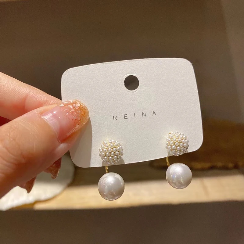 Elegant Ball Pearl Earrings | Pearls Hanging Earrings