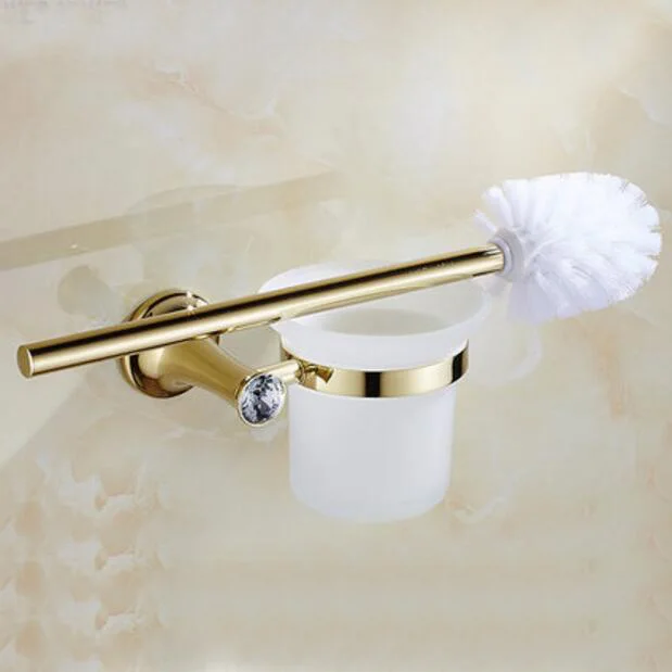 toilet brush holder Аксессуары для ванной комнаты, вешалка для полотенец, держатель для бумаги, вешалка для полотенец, угловая полка, держатель для туалетной щетки, золотой Латунный набор аксессуаров для ванной комнаты - Цвет: toilet brush holder