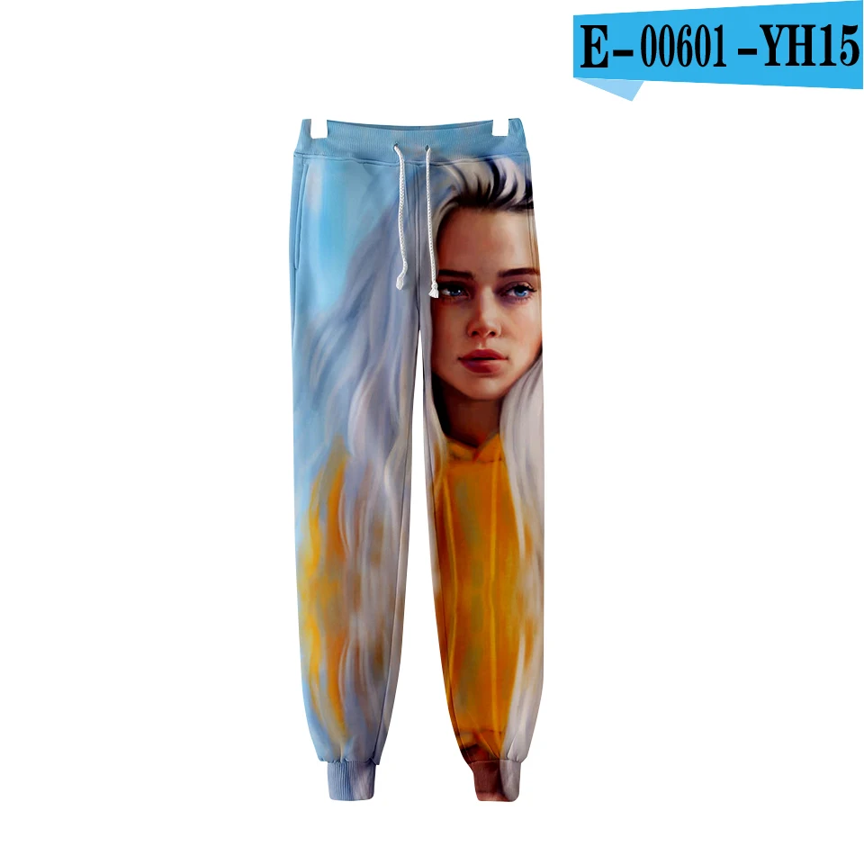Горячая Распродажа 3D Billie Eilish спортивные штаны с принтом модные повседневные штаны для бега теплые/мужские брюки тонкие Kpop мужские и женские брюки в стиле хип-хоп - Цвет: black
