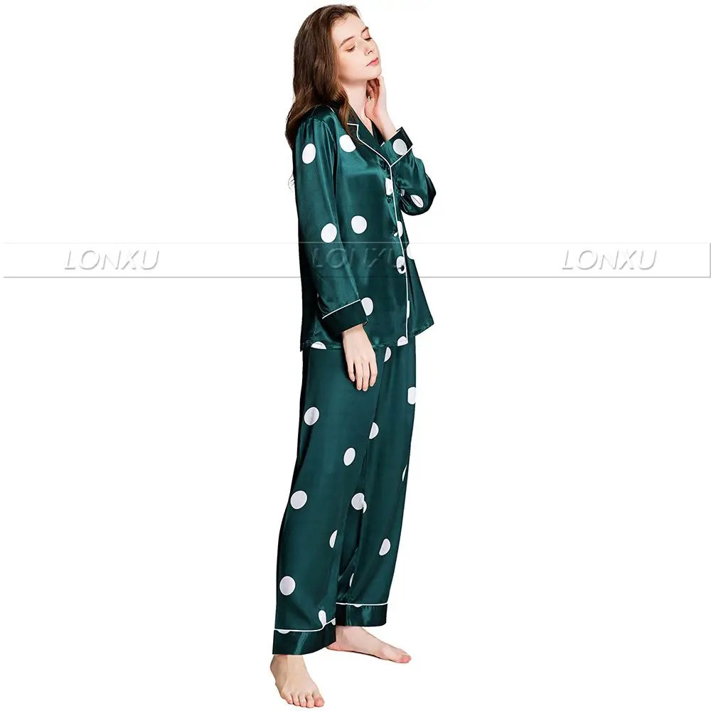 Womens Silk Satin Pajamas Set Pyjamas PJS Set Sleepwear Nightwear