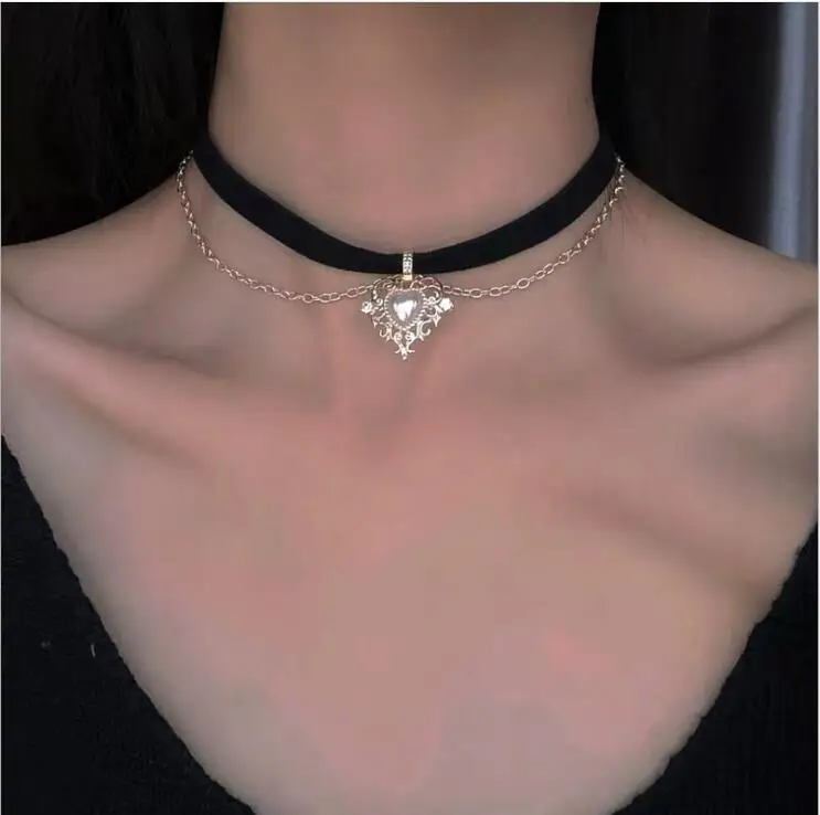 Женское бархатное ожерелье ropa gotica женское с Луной черное кулоном в виде ангела