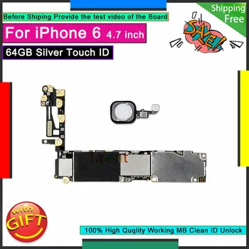 

For IPhone 6 Motherboard 64GB Silver Touch ID Unlocked Disassembly Mainboard Good Working Logic Board Tested Full Functions
