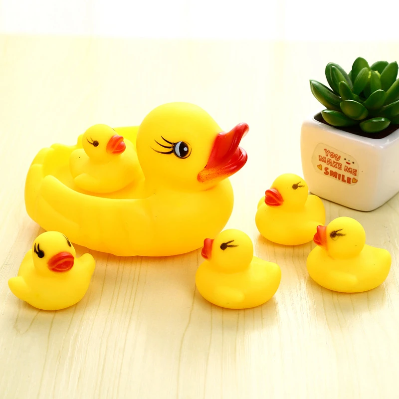 4pc/lot Rubber Yellow Ducks Bathing Musical Toys for Children Baby Water Games Kids Summer Swimming Pools Boys Girls Fun Gifts
