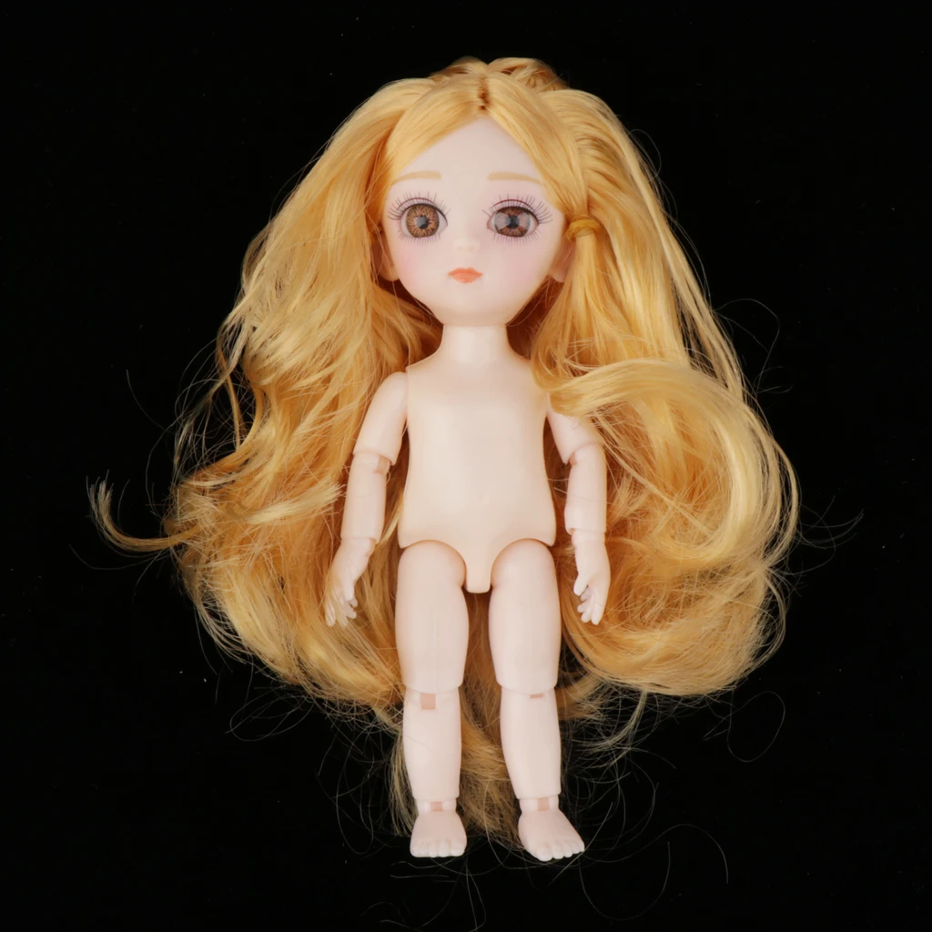 Mini 16cm 13 Joints Nude Girl Doll Body Model DIY Accessory Blond Hair