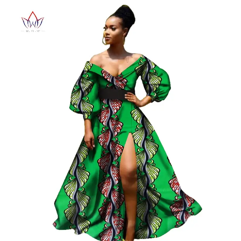 african bazin dresses for women african Three Quarter sleeves dresses for women african clothing wax dashiki fabric WY2255