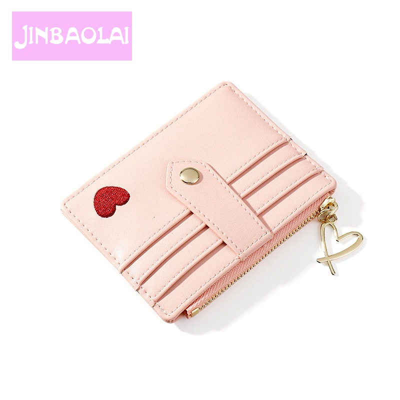 New Love Pattern Women ID Card Holders Fashion Credit Card Holder PU Leather Slim Bank Card Case Organizer Wallet Zipper Purses