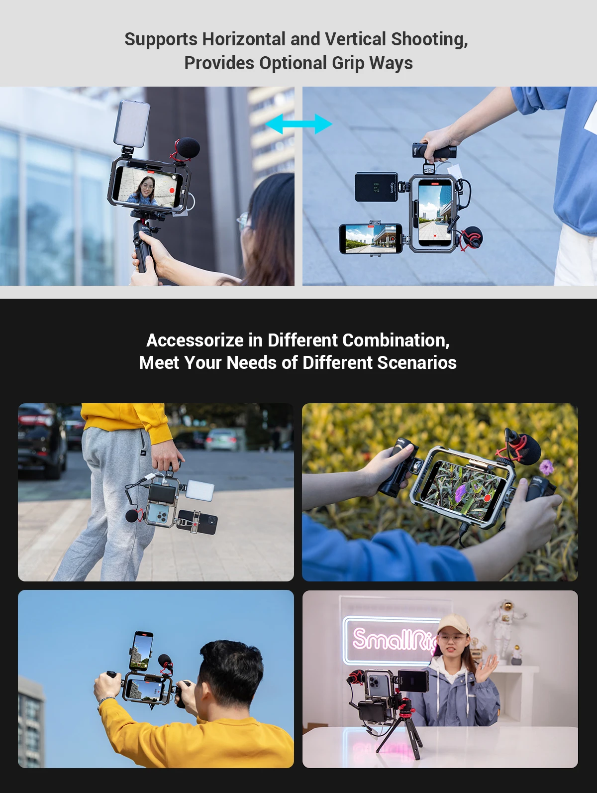 SmallRig Universal Phone Cage Rig Video Kit For iPhone 13 Pro / pro Max Hand Grip ​Filmmaking Case For iPhone Series 3611 iphone 12 pro max cover