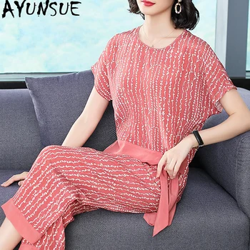 

AYUNSUE Summer 2 Piece Set Women Clothes Pants Set Fashion Two Piece Outfits Spring T Shirt Tops Matching Sets 2020 KJ4647