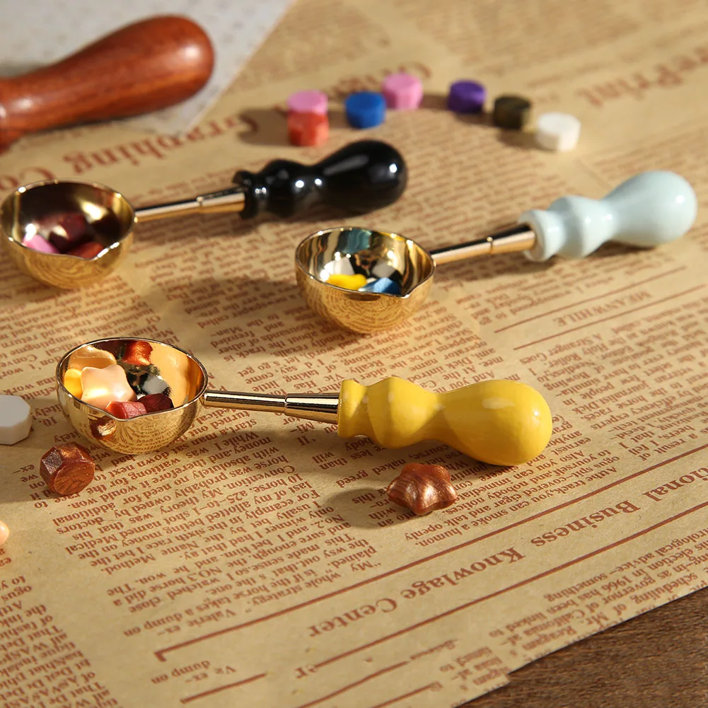 Винтажная деревянная ручка для запечатывания ложка воска латунная печать штамп