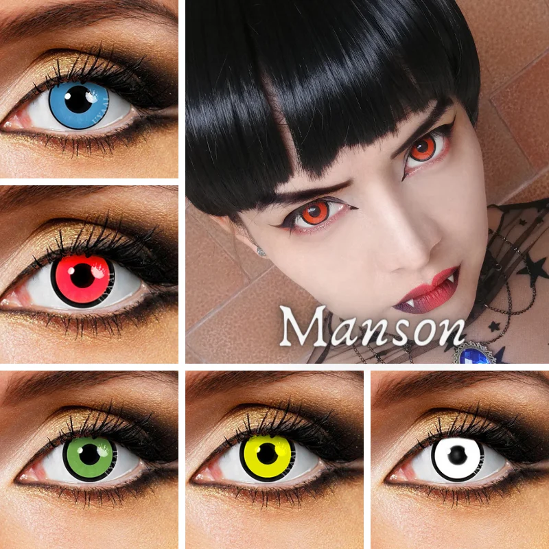Pin On Makeup Green Out Halloween Contact Lenses White Out Cosplay