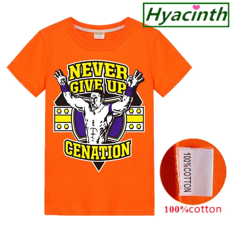 WWE John Cena/детская футболка Топы для маленьких девочек, хлопковая футболка одежда для маленьких мальчиков, футболка с изображением истории игрушек Рождественская Одежда для мальчиков - Цвет: T1201-orange