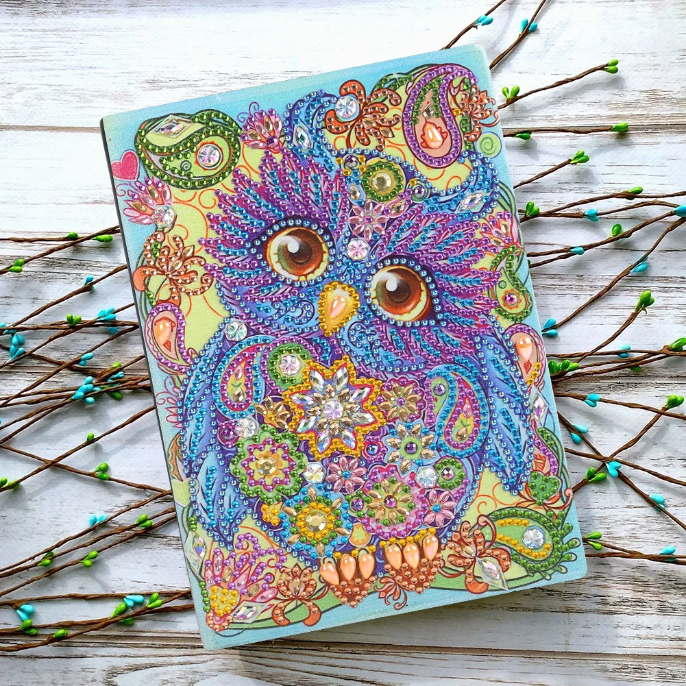 DIY Special Shaped Diamond Painting Owl Bird 50 Pages Office Notebook Cross Stitch Embroidery Sketchbook Drawing Book diamond painting