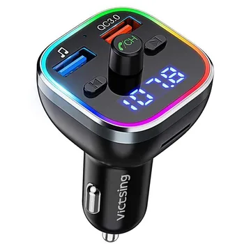 

Bluetooth 5.0 FM Transmitter Car Kit Car Radio Audio Adapter & 6 RGB Dual Usb Fast Charger Car Accessories