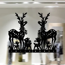 Si Di Ke Christmas Wall Stickers Sika Deer Removable Wall Stickers Home Decorations Shop Window Decorations Waterproof Stickers