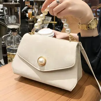 

Elegant Female Pearl Tote bag 2020 Fashion New Quality Matte PU Leather Women's Designer Handbag Vintage Shoulder Messenger Bag