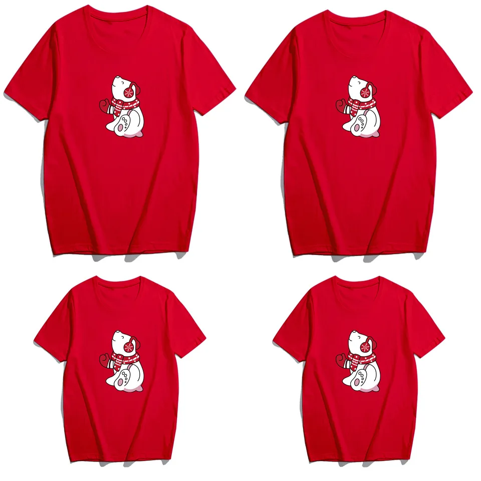 

Polar Bear Tshirts Family Matching Clothes Outfits Look Daddy Mother Daughter Father Son T-shirt Mommy and Me Mom Girl/Boys Tops