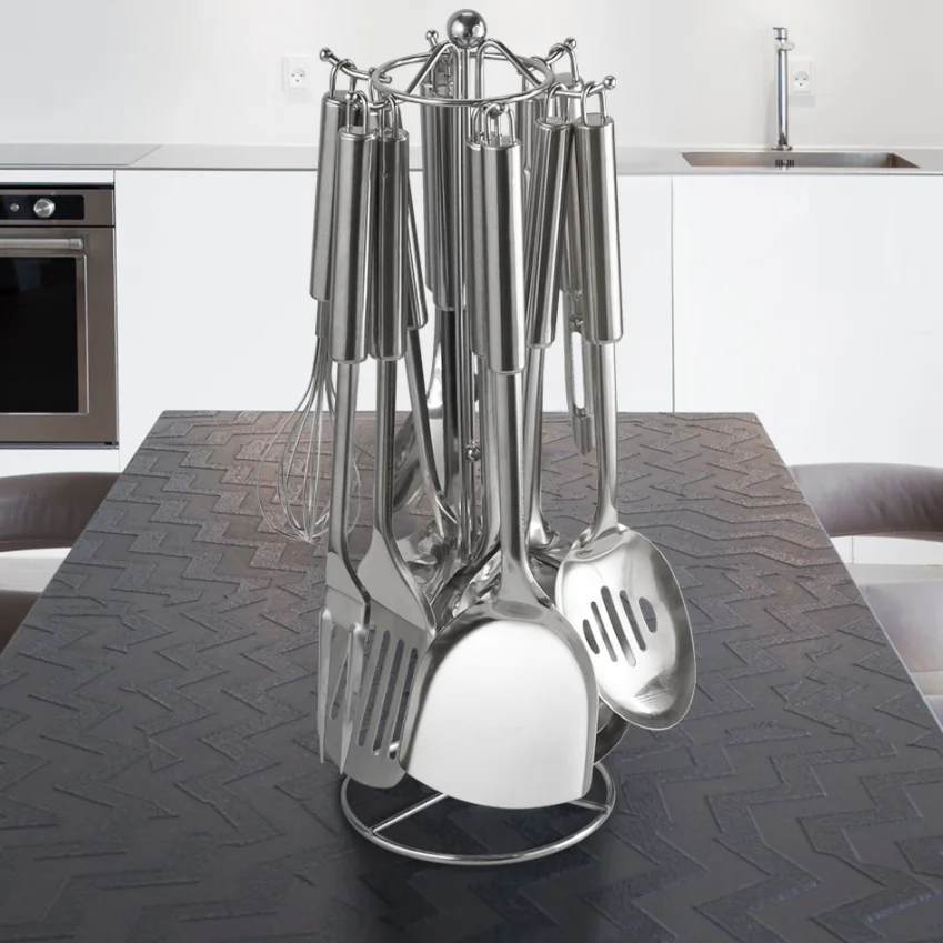 

Stainless Steel Kitchen Utensils Set 12 Pieces Kitchenwares Nonstick Cooking Tools with Spatula Gadgets Professional Tool Set