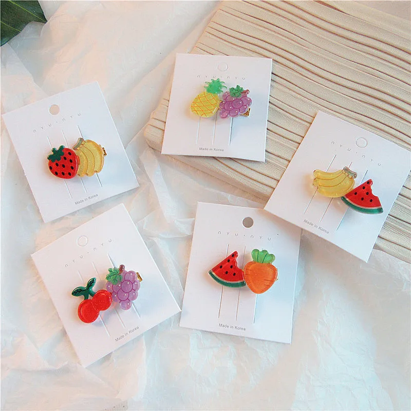 Модный креативный красочный микс фруктов утконоса зажим для девочки принцесса корейский детский головной убор красивые аксессуары для волос