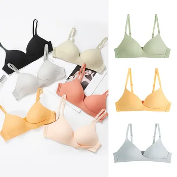 

Hantan Girls Bra Set Simple French Triangle Cup Bra No Steel Ring Push Up Bra Candy Youth Fashion Women's Underwear and Pants