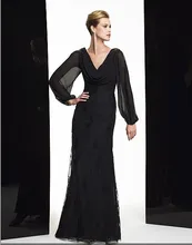 

maxi 2018 new design vestidos de festa black lace long sleeve party evening elegant formal gown mother of the bride dresses