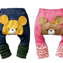 Летняя повседневная одежда для малышей в Корейском стиле; модельные брюки из чистого хлопка с рисунком медведя; детская одежда