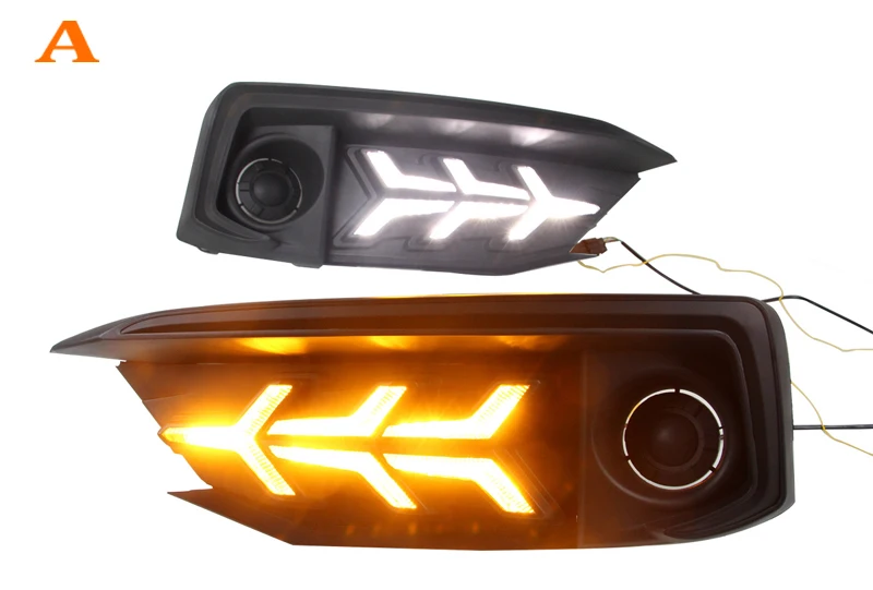 2 шт. для Honda Civic Светодиодный дневной ходовой светильник DRL Автомобильная противотуманная фара 6000 К Белый Желтый поворотный синий светильник - Испускаемый цвет: A
