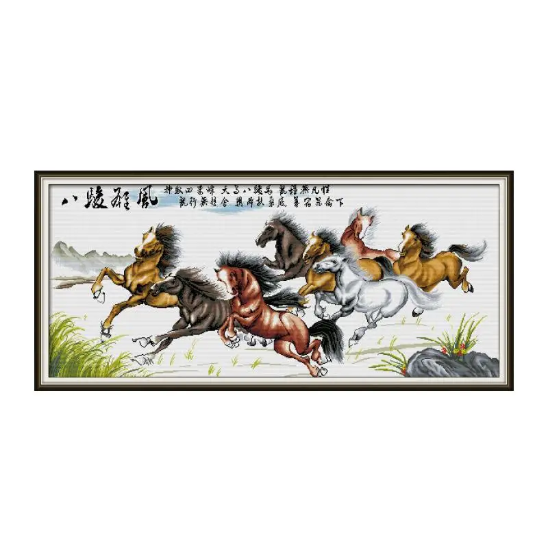 

Eight steeds galloping ahead cross stitch kit Square Round Drill stitching embroidery DIY handmade needlework