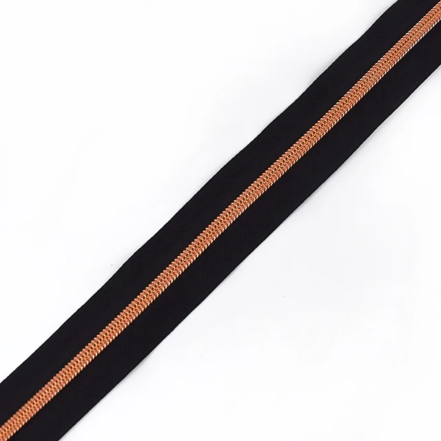 4M 5# Colored Cloth Rose Gold Teeth Plastic Coil Zippers Bag Nylon Crop Coded Zipper for Sewing DIY Zips Garment Accessories blackrosegold
