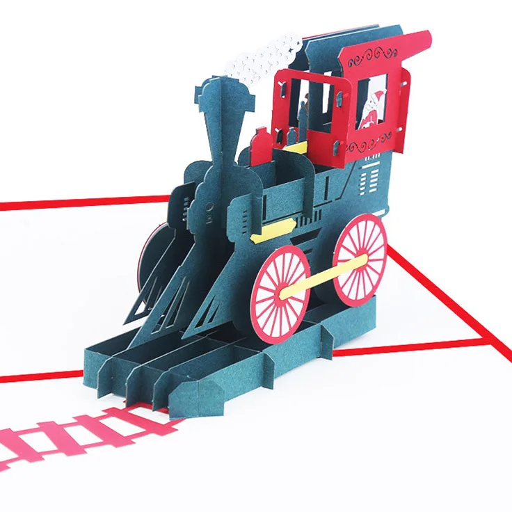 Santa Train Pop Up Card, 3D Card, Christmas Card, Holiday Card, Santa Card
