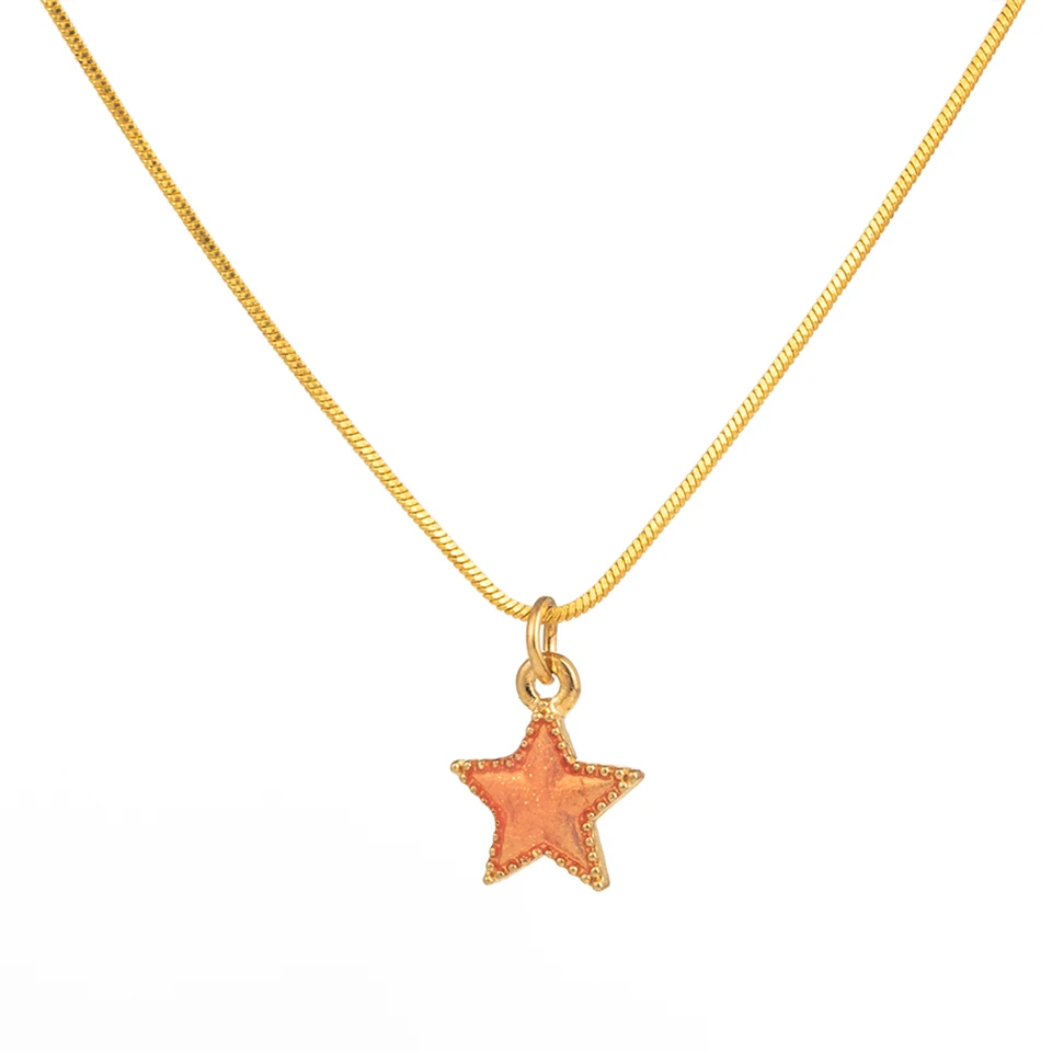 Модное колье, Золотая цепочка, бохо, кристалл, синее сердце, звезда, подвеска, ожерелье для женщин, рождественский подарок для девочек, ювелирные изделия для лучших друзей - Окраска металла: orange star-2
