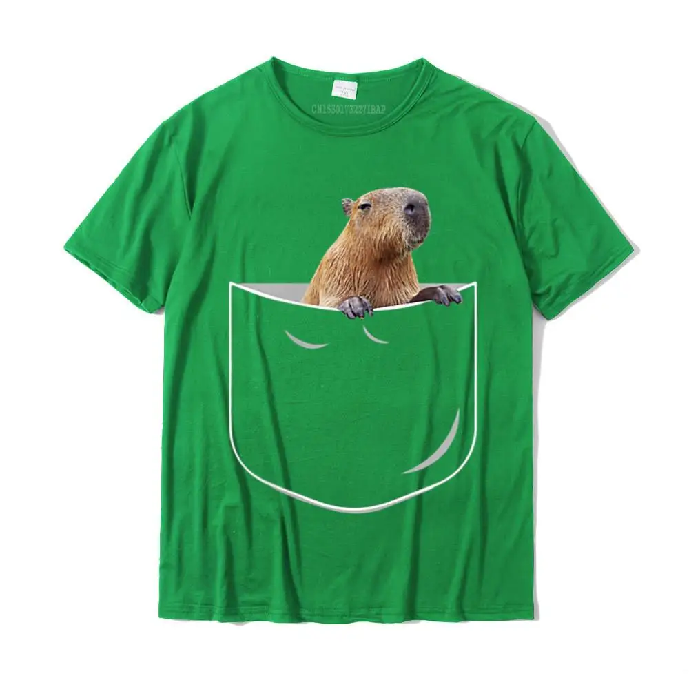 Classic T-Shirt Short Sleeve Custom Latest Men Summer Tops Shirt Custom Tops Shirt Crew Neck 100% Cotton Fabric Pocket Capybara Shirt Funny Capybara In Pocket Gift Tshirt__30275 green