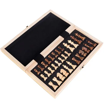 

Chess Wooden Wooden Checker Board Solid Wood Pieces Folding Chess Board High-End Puzzle Chess Game