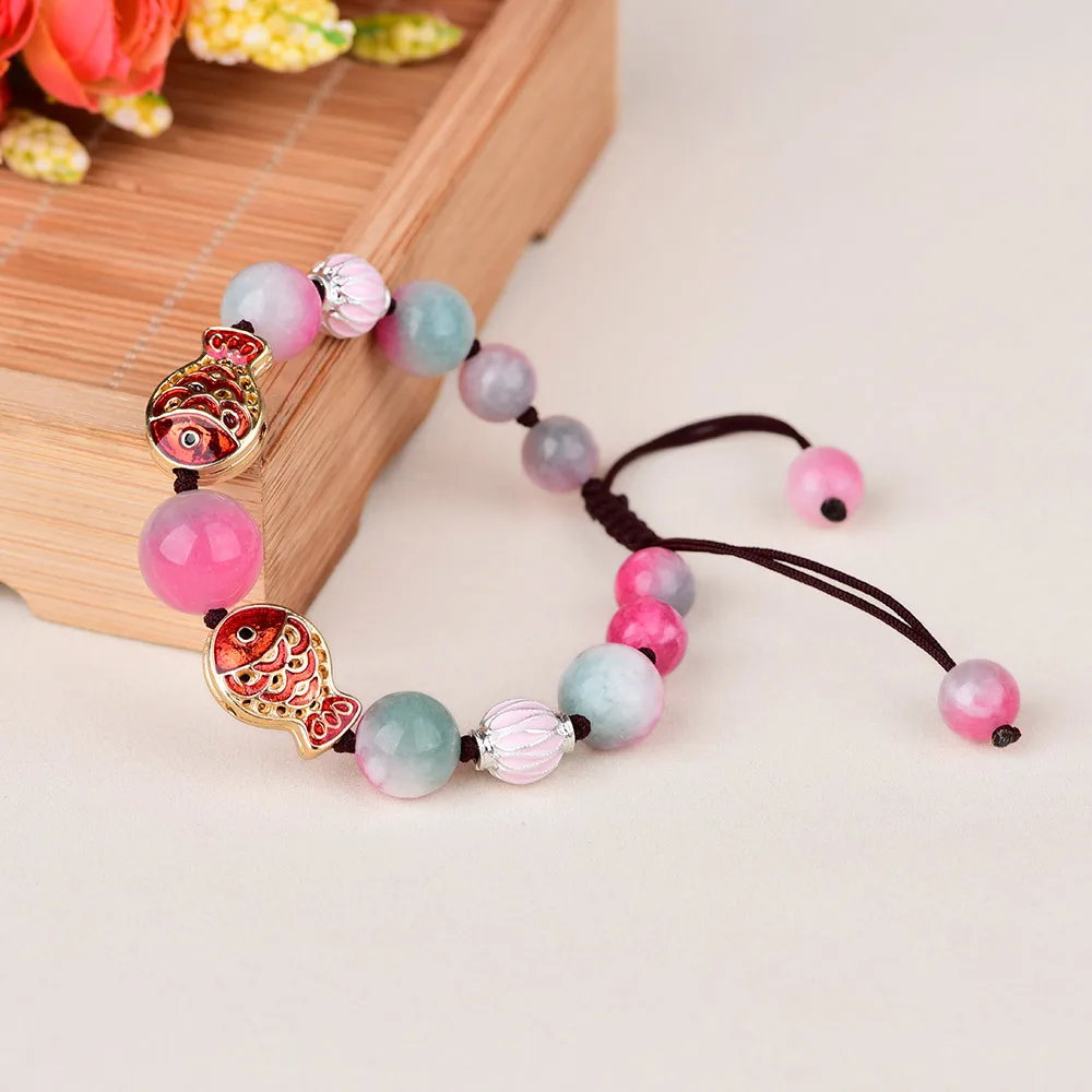 Женский этнический браслет ручной вязки ZIN розовое яблоко очаровательные