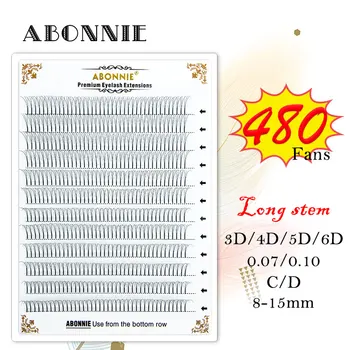 

Abonnie Big Premade Fan long Root Double Eyelash Extension 240 fans 480 fans synthetic Eyelashes short Stem Extensions Supplies