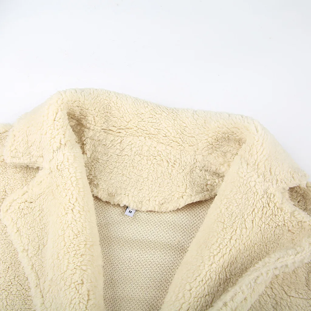 Новинка, женское плотное теплое длинное пальто из искусственного меха, однотонное пальто с отложным воротником, повседневное зимнее пальто, верхняя одежда