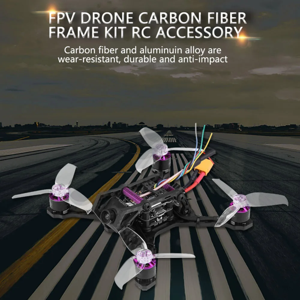 

Hot 120mm Racing Quadcopter FPV Drone Carbon Fiber Frame Kit BLheli_S 16.5 5.8G RC Accessory (PNP Version)