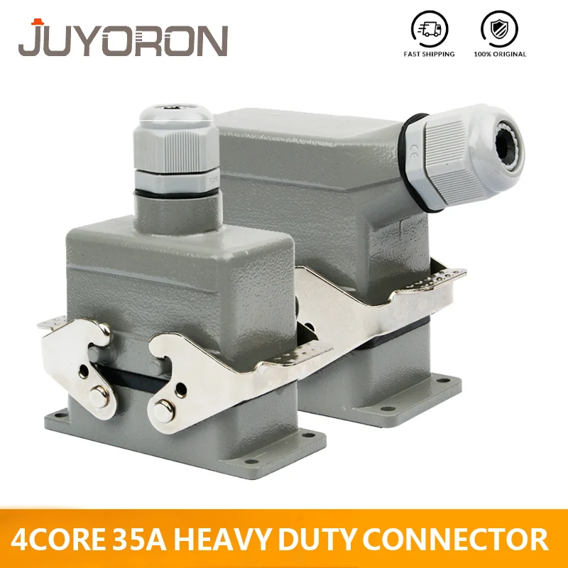 

35A 6pins HDC-HSB-004 Surface Mounted Aviation Plug Socket Heavy Duty Connector Rectangle Cable Connect Industry WaterProof