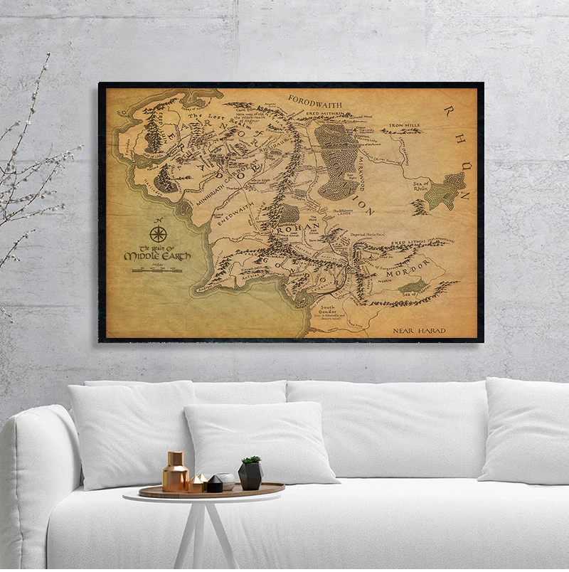 Map of Middle Earth, LotR canvas, LotR Map, Middle Earth canvas, Middle