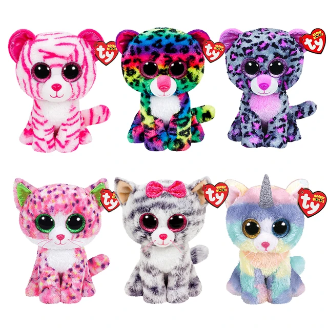 New 6 15cm Ty Big Eyes Velvet Plush Pink Zebra Elephant Bear Pink Spotted  Cat Doll Cute Pink Kitten Girl Ragdoll Christmas Gift - Stuffed & Plush  Animals - AliExpress