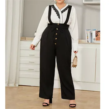

Ladies' Casual Playsuit New Black Loose Sleeveless Autumn Jumpsuit Fashion Wide Legs Trousers Women Plus Sizs Bodysuit Fall Hot