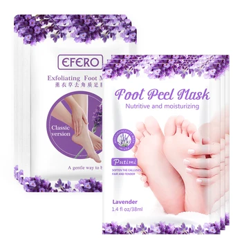 

PUTIMI 2Pack=4Pcs Lavender Foot Mask Exfoliating Scrub Pedicure Spa Socks Foot Peel Mask for Legs for Heels Remove Dead Skin