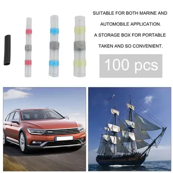 

100PCS/SET Heat Shrink Solder Sleeves Wire Crimp Butt Terminals Connectors Soldering Sleeve Kit With Box