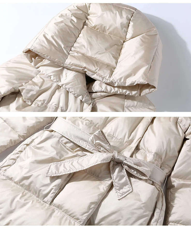 Down jacket female new long section loose thick white duck down hooded down jacket kaban chaqueta mujer manteau casacos jas