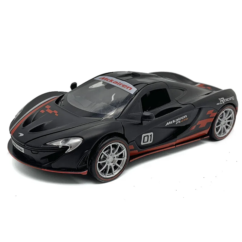 Black Toy Car 1:32 спортивный автомобиль игрушка Металлическая Модель литья под давлением колеса детская игрушка автомобиль моделирование McLarens-P1 Звук Свет автомобильный прицеп дверь мальчик подарок - Цвет: Black Toy Car