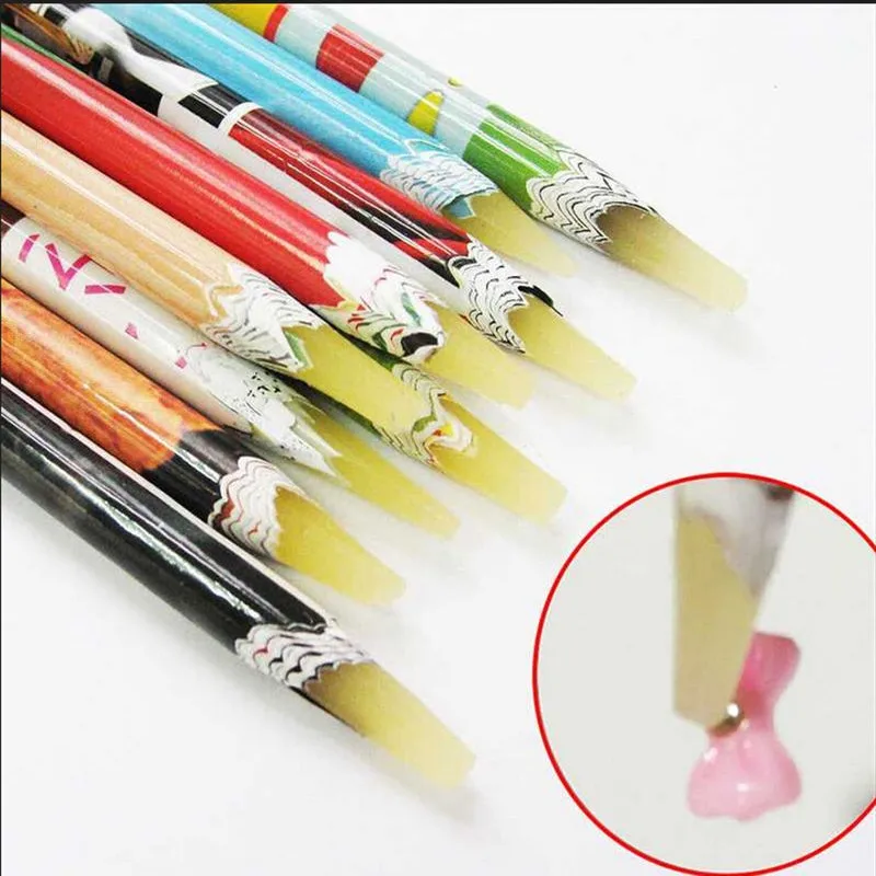 Новинка, 1 шт., самоклеющиеся полимерные стразы, палочки, карандаш для дизайна ногтей, драгоценный камень, кристалл, палочки, инструмент, восковая ручка, длинная