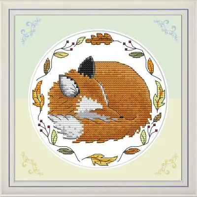 Joy Sunday Набор для вышивания крестиком спячки маленькие животные серия лиса котенок олененок белка узор ручная вышивка-Шитье Сделай Сам набор - Цвет: Белый